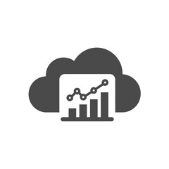 Poster - Cloud Data Analysis: A sleek, grayscale graphic of a cloud embracing a rising bar graph, symbolizing growth, progress, and data-driven insights. 