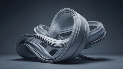 Aufkleber - Sculptural Abstraction: Intertwined Forms in a Muted Silver Palette