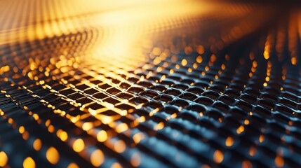  - Abstract close-up of textured surface shimmering in warm golden light, showcasing intricate patterns and reflections for artistic backgrounds and design projects.
