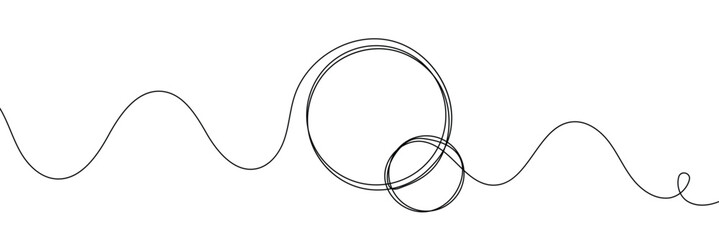 Poster - continuous one line circle stroke, hand drawn circle frame on white background. one line drawing vec
