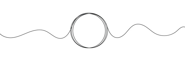 Poster - continuous one line circle stroke, hand drawn circle frame on white background. one line drawing vec