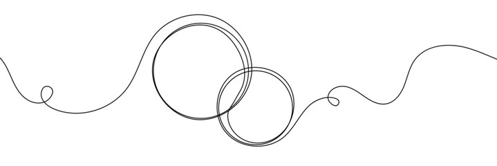 Poster - continuous one line circle stroke, hand drawn circle frame on white background. one line drawing vec
