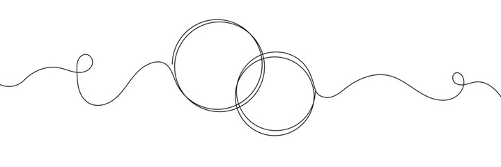 Poster - continuous one line circle stroke, hand drawn circle frame on white background. one line drawing vec