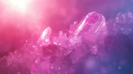 Poster - Ethereal Glow of Amethyst Crystals in a Magical Fantasy Landscape with Vibrant Colors and Sparkling Light Effects Captivating the Viewer Imagination