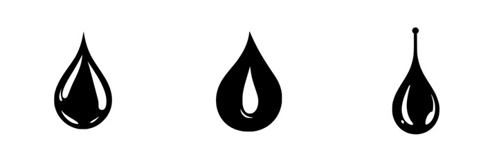 Poster - Silhouette pictogram set of various water droplet shapes for versatile design applications
