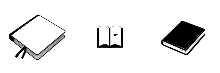 Poster - Various silhouettes of pictogram icons representing different types of books for educational and creative purposes