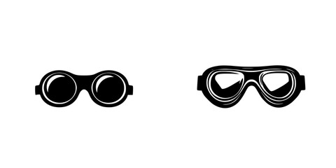Poster - Silhouette pictograms of various types of goggles suitable for activities like sports, construction, and safety