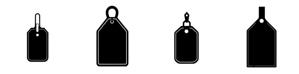 Poster - Silhouette pictogram set of varied tag designs suitable for multiple applications in graphic and web design contexts