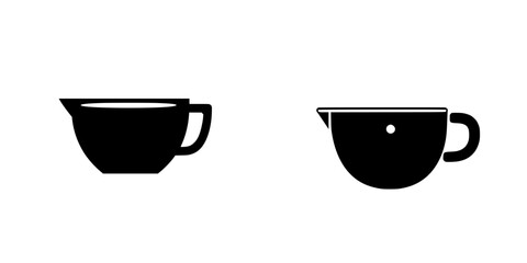 Poster - silhouette pictograms depicting two types of coffee mugs and teacups in a minimalist design for icon