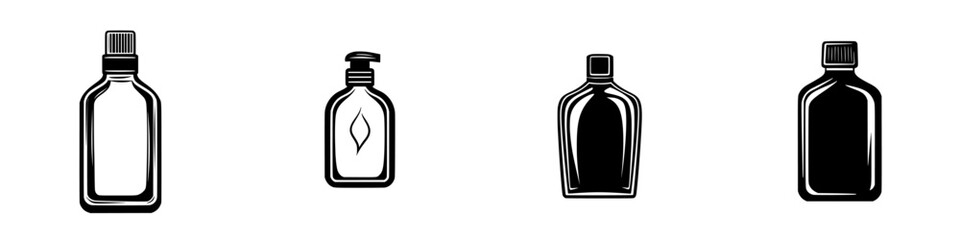 Poster - silhouette pictogram icons of various bottle shapes for design and illustration purposes in vector f