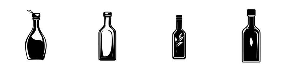 Poster - recognizable silhouettes of various bottles showcasing elegant design elements in isolated vector ic