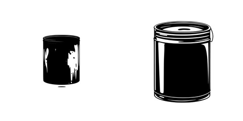 Poster - Collection of silhouette pictograms representing various types of cans and containers for graphic design and illustration projects