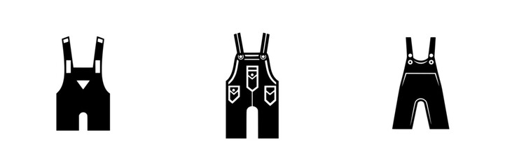 Poster - Silhouette pictograms of overalls in various styles displayed against a plain background for design and illustration purposes