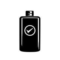Poster - Silhouette pictogram of a bottle with a check mark symbol representing approval or certification
