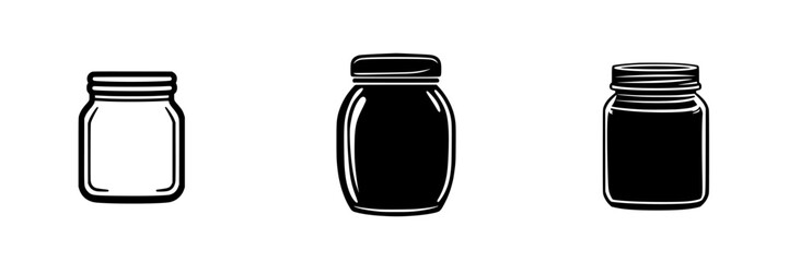 Poster - silhouette pictogram vector icons set featuring various jar designs for diverse packaging and storag