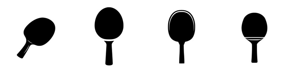 Poster - Silhouette pictogram set of various paddle designs suitable for table tennis and other games in minimalistic style