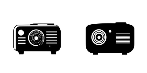 Fototapete - Silhouette pictograms showing various styles of projectors isolated on a white background for design purposes