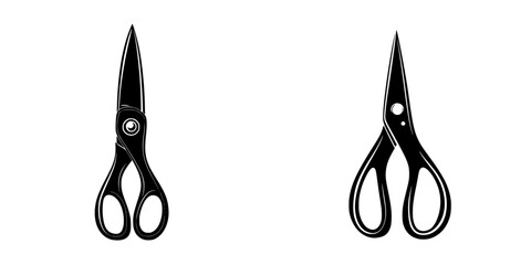 Poster - Collection of silhouette pictograms depicting various types of scissors in a design layout for creative projects