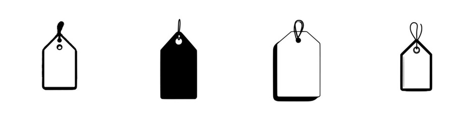 Poster - Various silhouette pictograms of tag shapes designed for versatile uses in graphic design and creative projects
