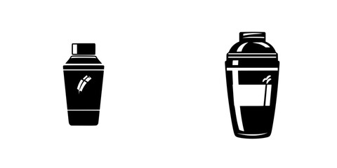 Poster - collection of silhouette pictograms featuring various cocktail shaker designs isolated on a plain ba