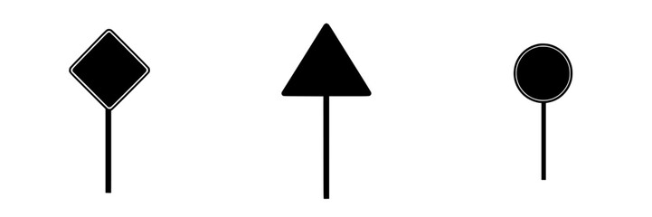 Poster - Silhouette pictograms of road signs representing various shapes and meanings