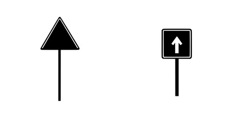 Poster - Silhouette pictogram indicating direction with triangular and square signs for navigation and guidance in various environments
