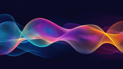 Fototapete - Abstract Waves of Colorful Light with Fluid Motion in a Dark Background Representing Digital Sound and Vibrant Energy Flow in Modern Art Style