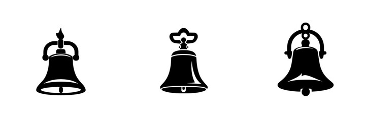 Poster - Different styles of bell silhouettes showcasing various designs for icons and visual representations in a minimalistic style