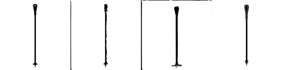 Poster - Silhouette pictogram set featuring various designs of vertical poles with different tops and bases isolated for clear visualization