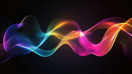 Fototapete - Colorful Abstract Wave Patterns with Flowing Lines and Dynamic Energy on a Dark Background for Digital Art and Design Use