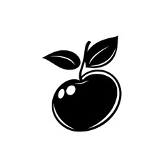 Poster - Unique silhouette pictogram representing an apple with leaves ideal for educational or illustrative purposes