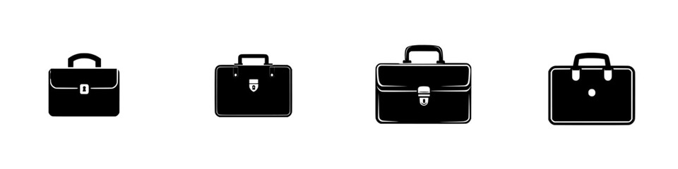Poster - Silhouette pictogram set featuring various briefcases in a simple style for use in diverse graphic designs and projects