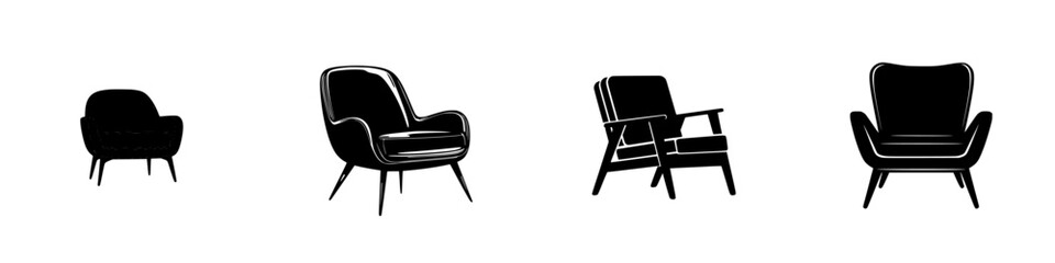 Poster - Silhouette pictogram icons set showcasing various styles of chairs perfect for modern design