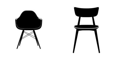 Poster - Silhouette pictograms of modern chair designs showcasing distinct styles and shapes for interior decoration ideas