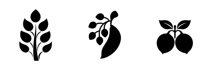 Poster - silhouette pictograms showcasing diverse plant and fruit designs suitable for various creative proje