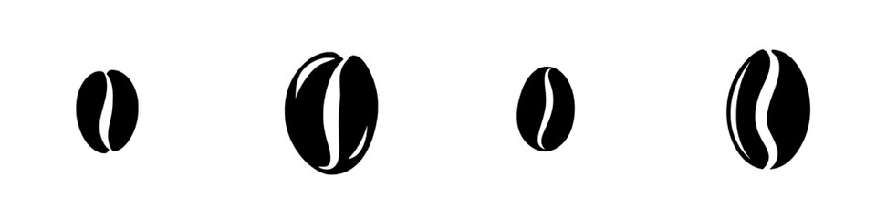 Poster - Silhouette pictogram collection of coffee beans in various sizes highlighting the coffee theme
