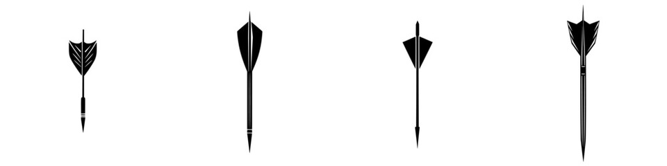 Poster - Collection of silhouette pictograms representing various dart designs suitable for graphic design projects