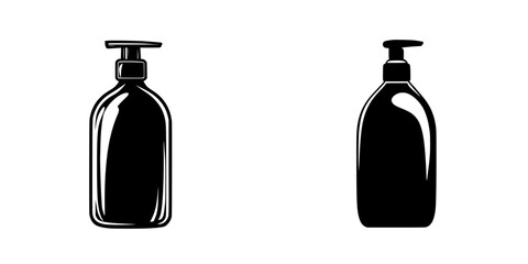 Poster - silhouette pictogram of cosmetic bottles suitable for various uses in beauty and personal care prese