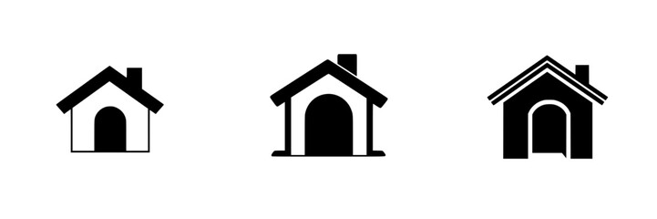 Poster - Set of three silhouette pictograms representing houses in minimalistic design for various applications