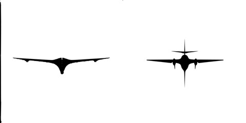 Poster - Silhouette pictogram set showcasing various aircraft designs in isolated vector format