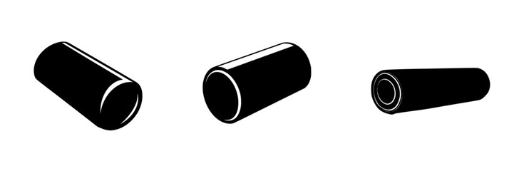Poster - Silhouette pictograms depicting various cylindrical objects on a plain background showcasing their unique shapes and perspectives
