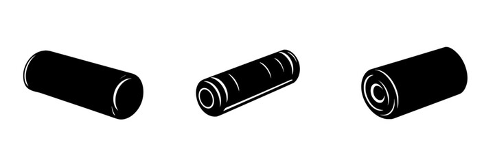 Poster - Silhouette pictograms of three diverse roll shapes representing various objects in a minimalist design style