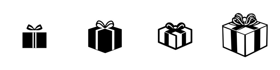 Poster - Vector icons of gift silhouettes representing various sizes for celebration and gifting purposes