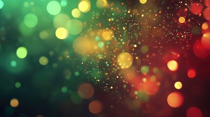 Poster - Vibrant Abstract Background with Colorful Bokeh Lights in Green, Red, and Yellow Shades Creating a Magical and Enchanting Atmosphere for Festive Occasions and Celebrations