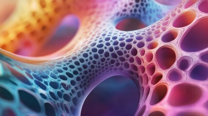 Poster - Intricate Abstract Formation in Vibrant Colors with Organic Cell Structures and Soft Lighting, Highlighting Patterns of Nature and Technology in a Visually Striking Design