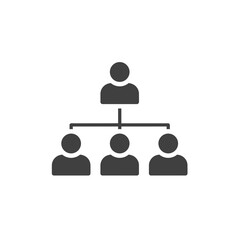 Poster - Hierarchy Icon: A simple yet powerful icon depicting a hierarchy structure with a single leader overseeing three subordinates.  This vector illustration represents authority, organizational chart.