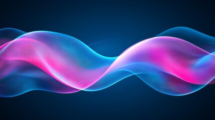 Poster - Abstract dark blue background with swirling neon light waves and ultraviolet glow made with Generative AI technology