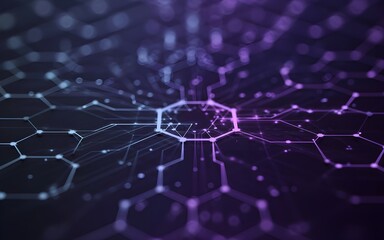 Poster - Abstract Network Technology Background Hexagon Structure Digital Data Purple and Blue Connections