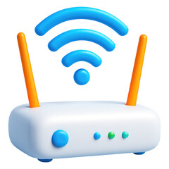Poster - 3D Cartoon Wifi Router Illustration Internet Connection Technology