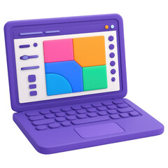 Poster - Purple Laptop Computer Screen Showing Colorful Design Software Interface